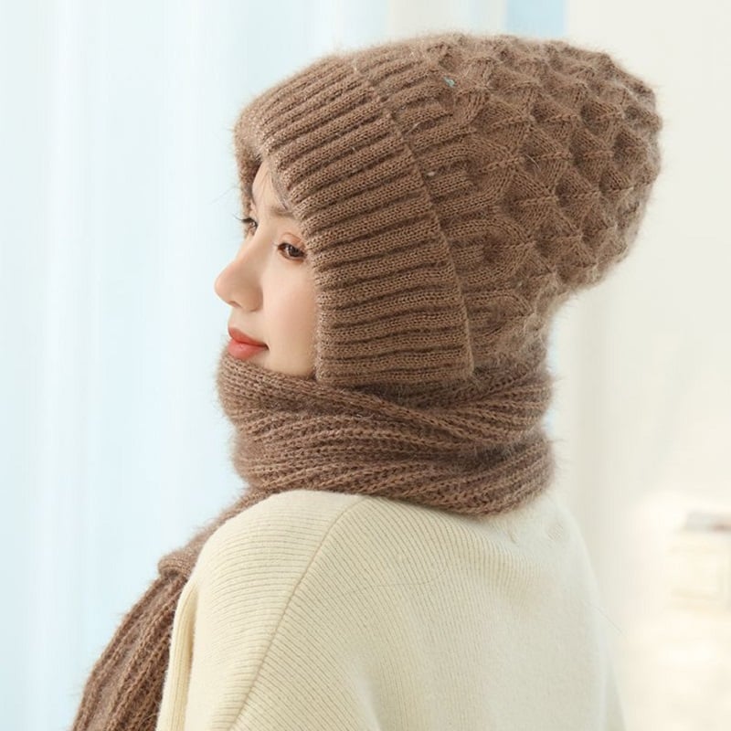 Skorter | Padded And Thick Hood With Scarf, One-Piece Hat, Warm Wind And Snow Hat
