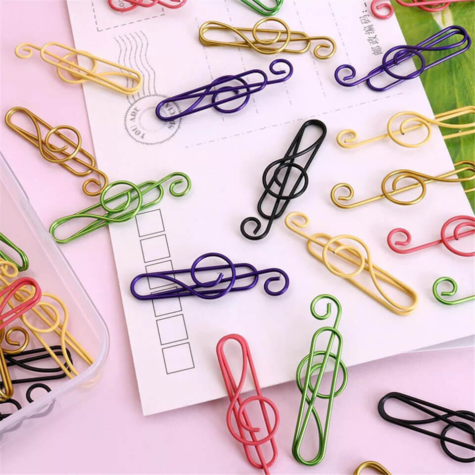 Skorter |  Multicolored musical clips in metal (100 pcs)