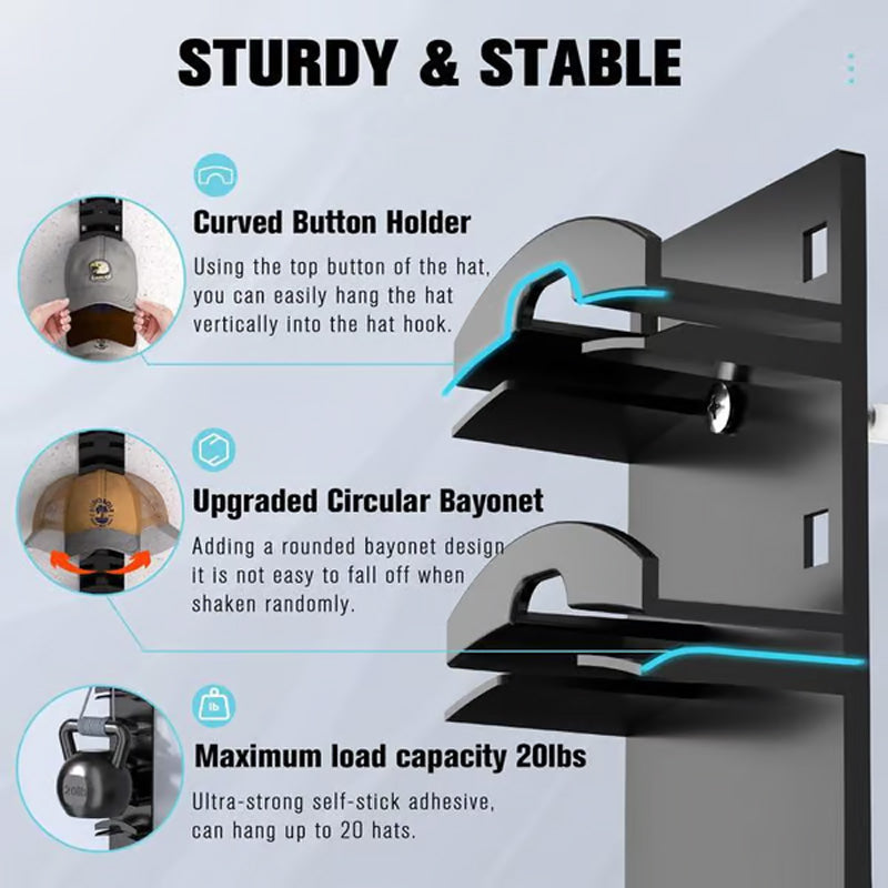 Skorter | Hat holder in multiple layers for baseball caps with 2 mounting options