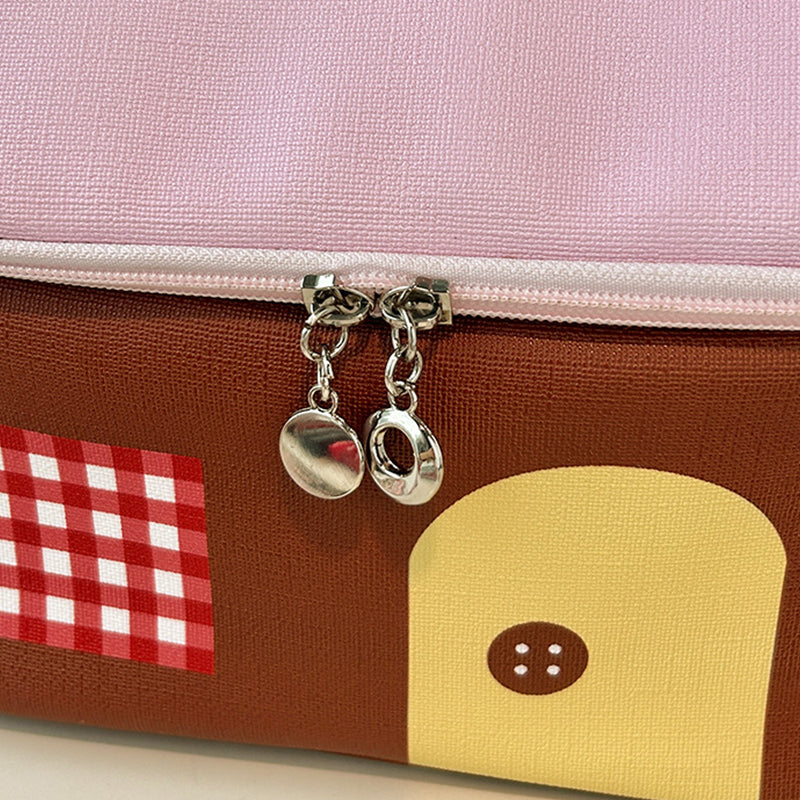 Skorter | Color block colored, house-shaped handheld cosmetic bag with large capacity