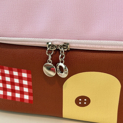 Skorter | Color block colored, house-shaped handheld cosmetic bag with large capacity