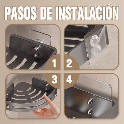 Skorter | Corner shower shelf without drilling with hooks