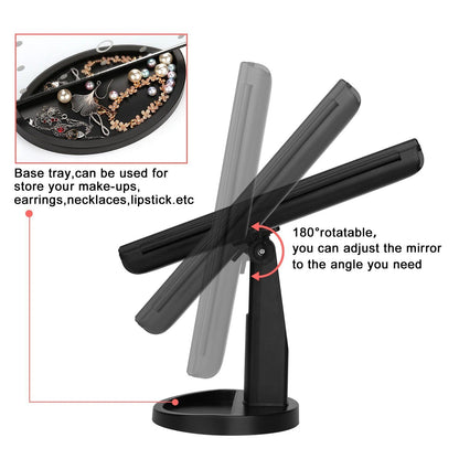 Skorter | Standing Makeup Mirror Vanity USB 21 LED Lights 10X 3X 2X 1X Magnification Black