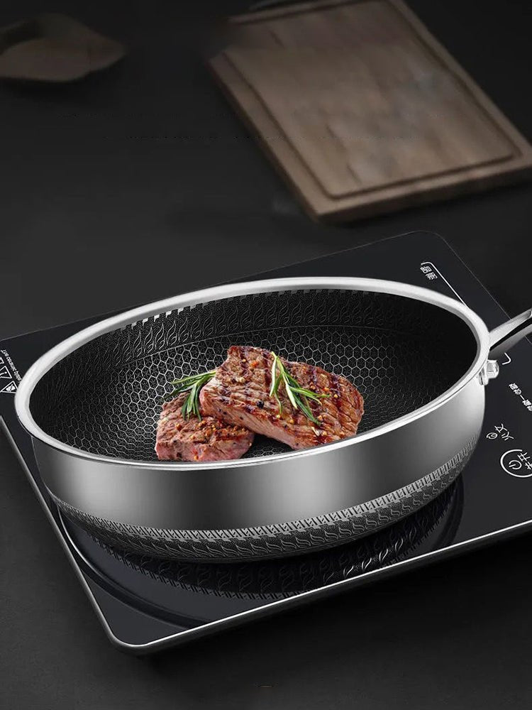 Skorter | FERROFLAME – Stainless Steel Frying Pan with Honeycomb Heat Distribution