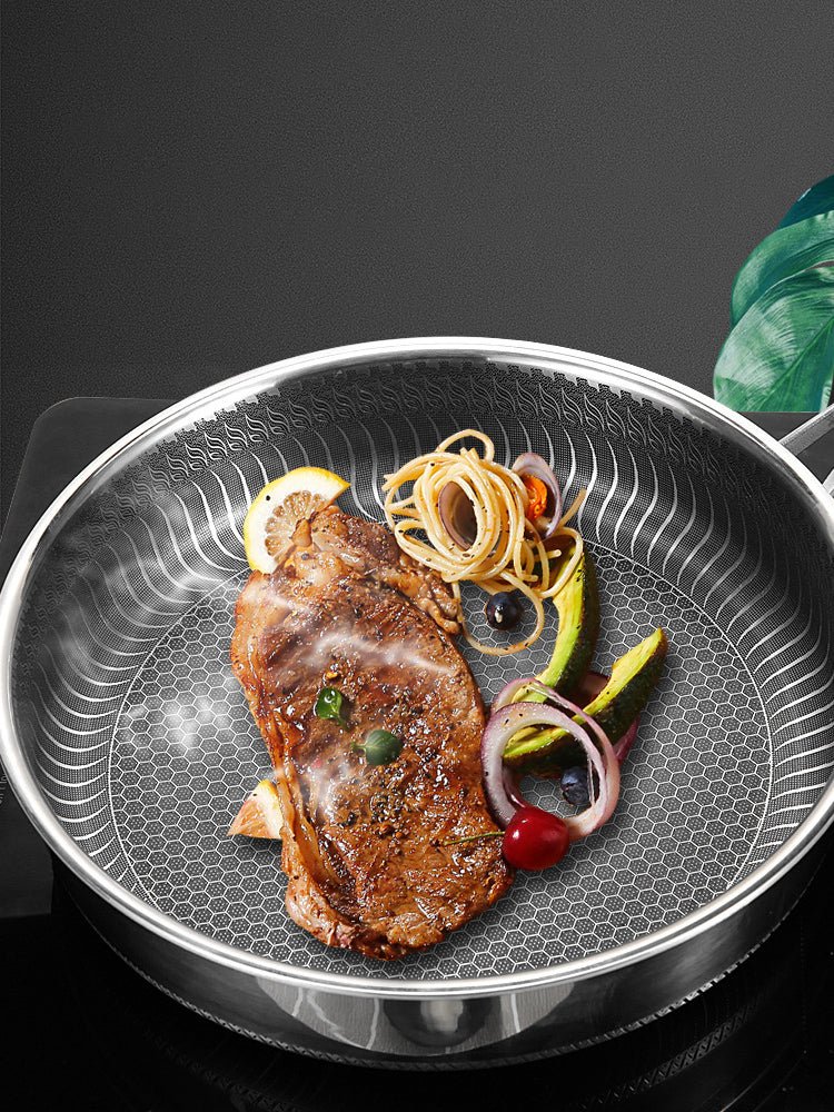 Skorter | FERROFLAME – Stainless Steel Frying Pan with Honeycomb Heat Distribution