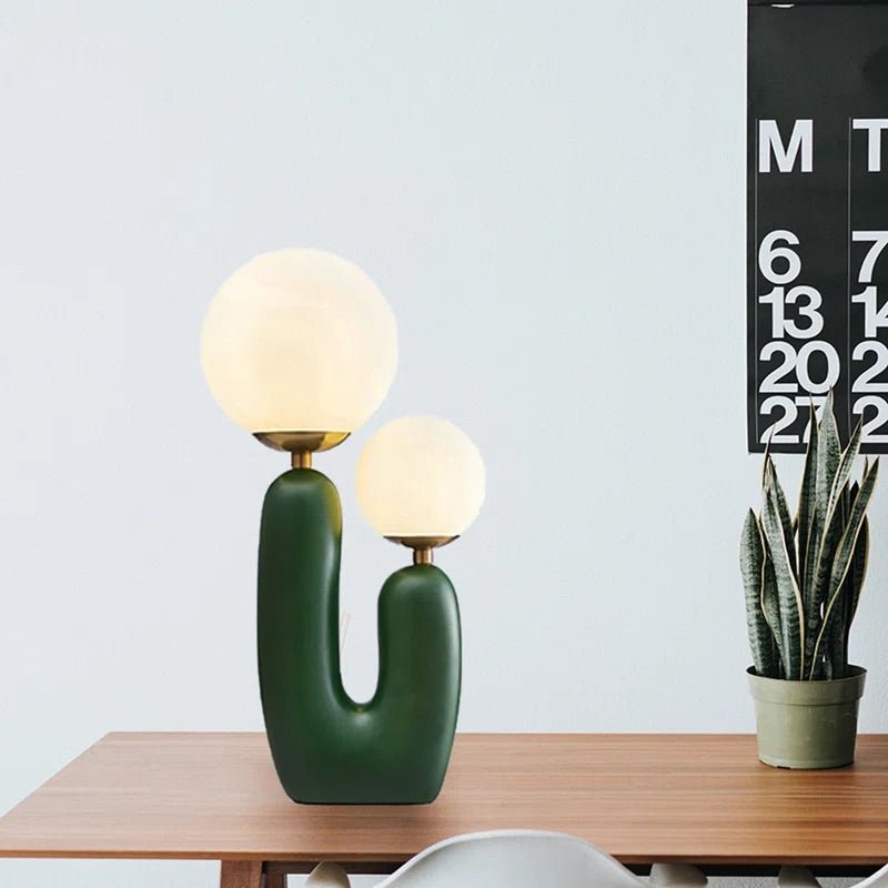 The Ellie Abstract Design Table Lamp in Green - SKØRTER