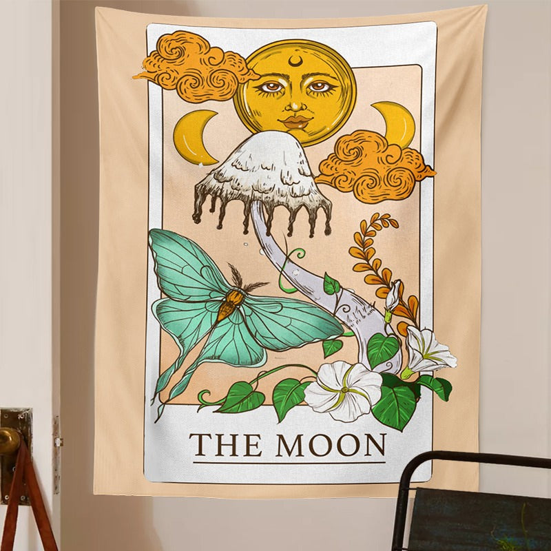 "The Moon" Mushrooms Tapestry