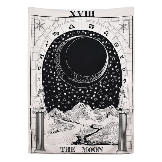 "The Moon" Tarot Monochrome Tapestry
