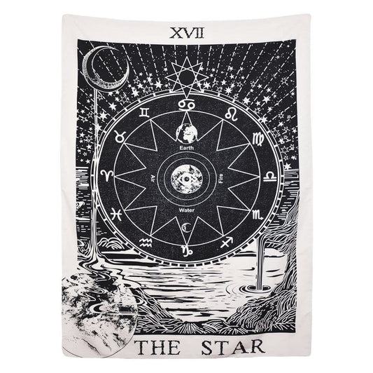 "The Star" Tarot Monochrome Tapestry