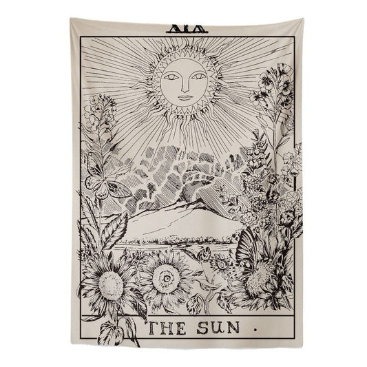 "The Sun" Tarot Monochrome Tapestry