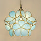 Tiffany Style Flower Pendant Light – Single Light, Blue/Clear/Pink Stained Glass Hanging Ceiling Lamp - SKØRTER