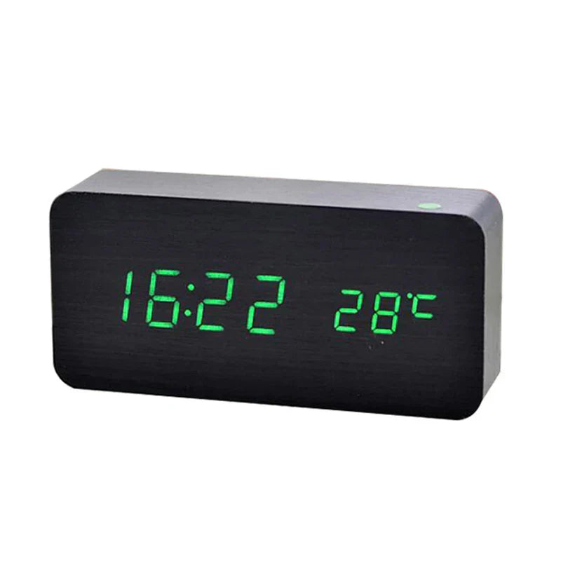 Skorter | Timbertime - Natural Wood LED Clock - Unique Design - Digital Alarm Function