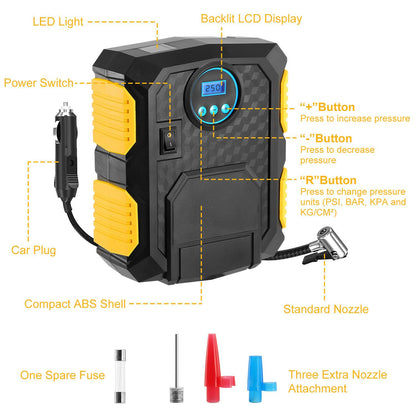 Skorter | Tire pump 12V DC 120W 150PSI with LCD Electric Air Compressor