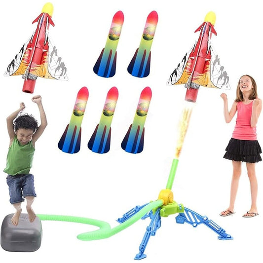 Skorter | Toy Rocket Launcher 5 LED Foam Rockets + 1 Plane