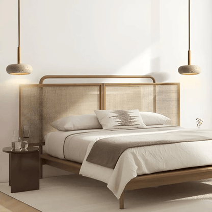 Skorter | TranquilHalo – LED Retro Ceiling Light in Stone & Wood