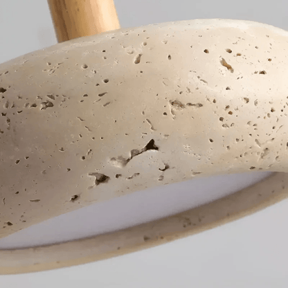 Skorter | TranquilHalo – LED Retro Ceiling Light in Stone & Wood