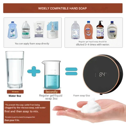 Skorter | Cleon 5-in-1 Smart Automatic Soap Dispenser with LED Display – Touchless, Rechargeable & Wall-Mountable