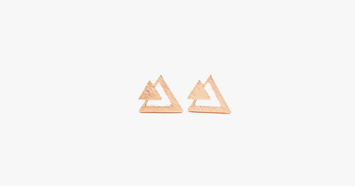 Skorter | Double triangle stud earrings - Fashionable multicolor set of two