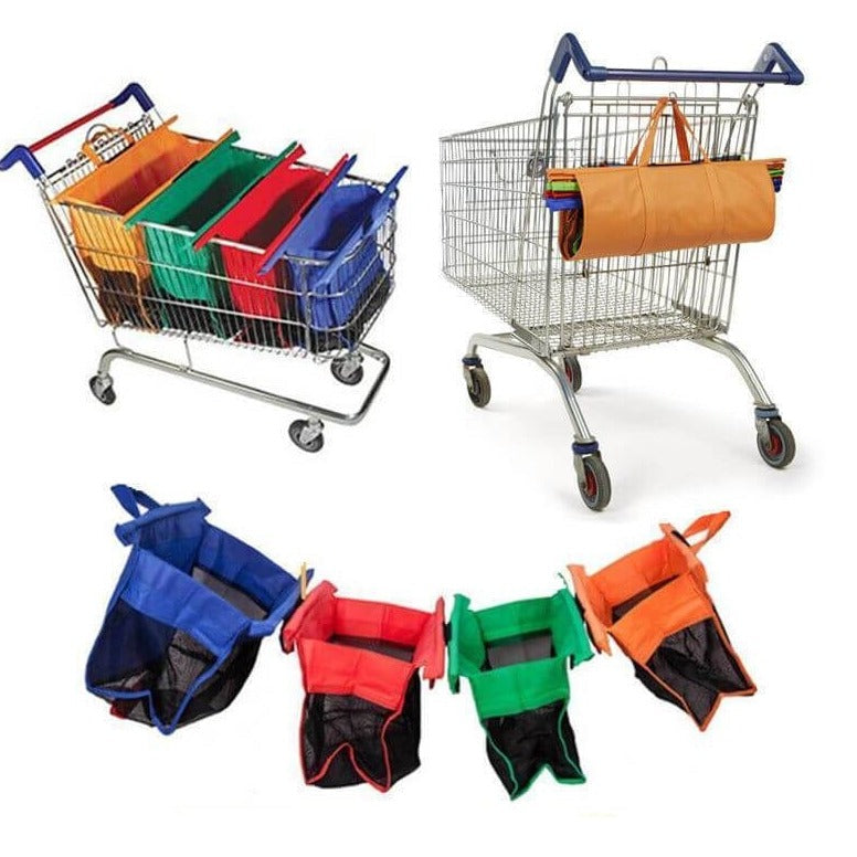 Skorter | EcoSmart Shopping Cart Trolley Bags (Set of 4) | Reusable Grocery Organiser System