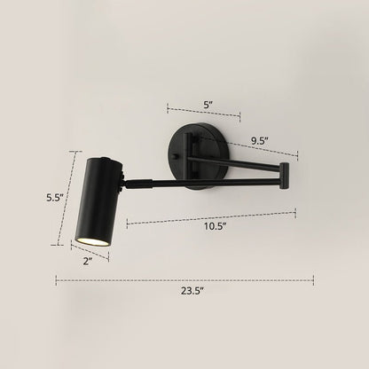 Tubular Bedside Wall Mounted Reading Lamp Metal 1 Bulb Postmodern Wall Light with Extendable Arm - SKØRTER