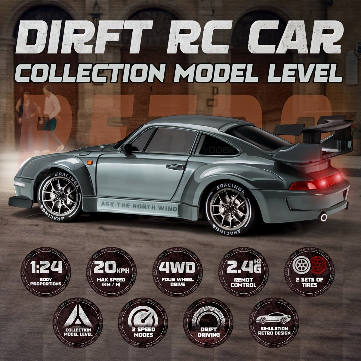 Skorter | RACEREDGE – 1:24 Scale RC Drift Car with LED Wheels & 4WD