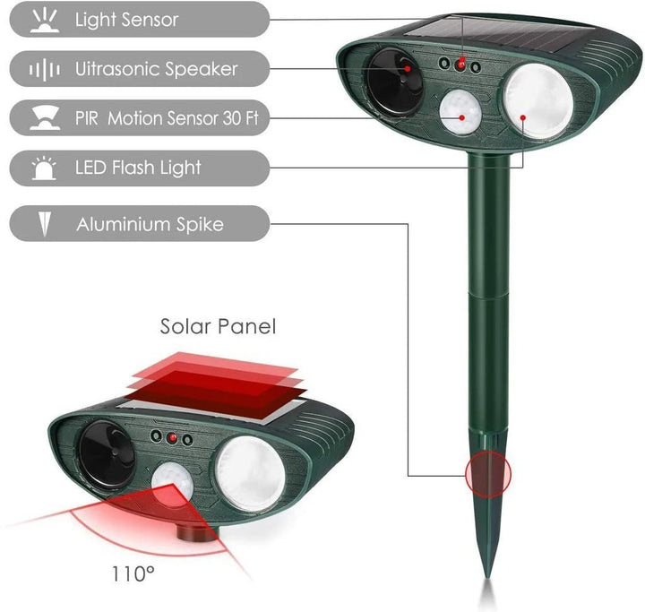 Ultrasonic Deer Repeller - Pack Of 4 Solar Powered - Get Rid of Deer in 48 Hours - SKØRTER