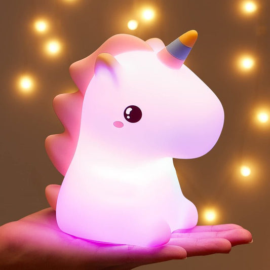 Unicorn Night Light For Kids, 16 Colors Silicone Kids Night Lights For Bedroom, 10 White Noise Sound Machine Baby Night Light, Remote + Timer Cute Night Light Lamp, Rechargeable Unicorn Lamp - SKØRTER