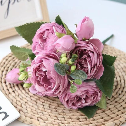 Skorter | Artificial Peony Bouquet with Blossoms and Buds