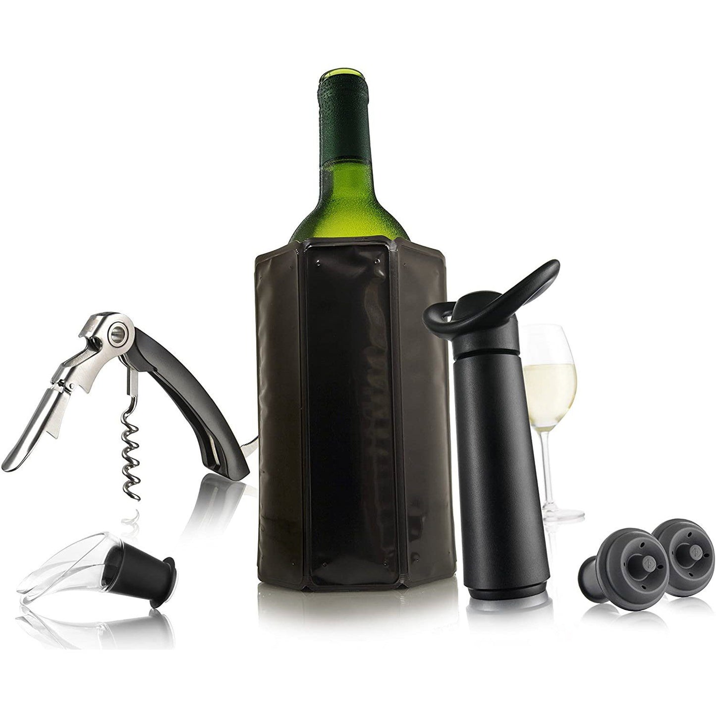 Skorter | Vacu Vin Wine Reduction Pump with 2 Vacuum Bottle Stoppers