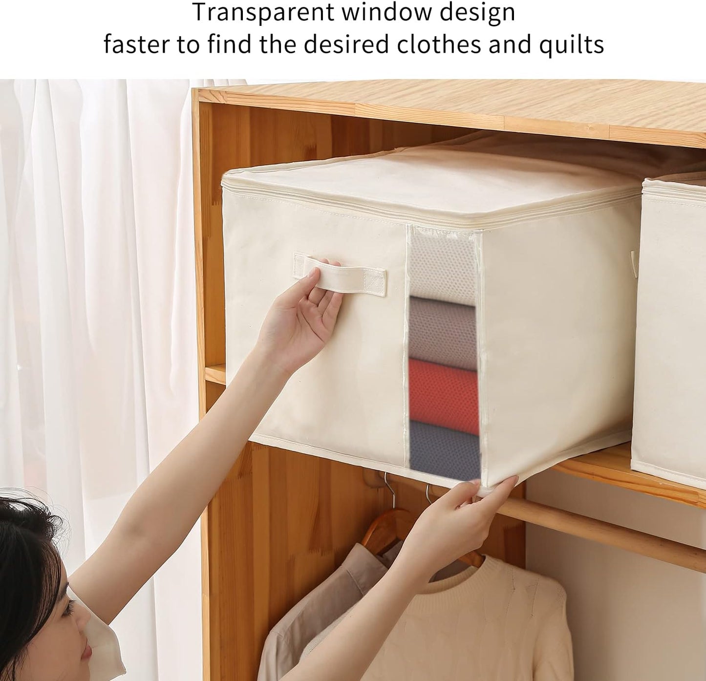 Skorter | Canvas Clothes Storage Organiser Set – Dual Zipper Bag with Handles & Window