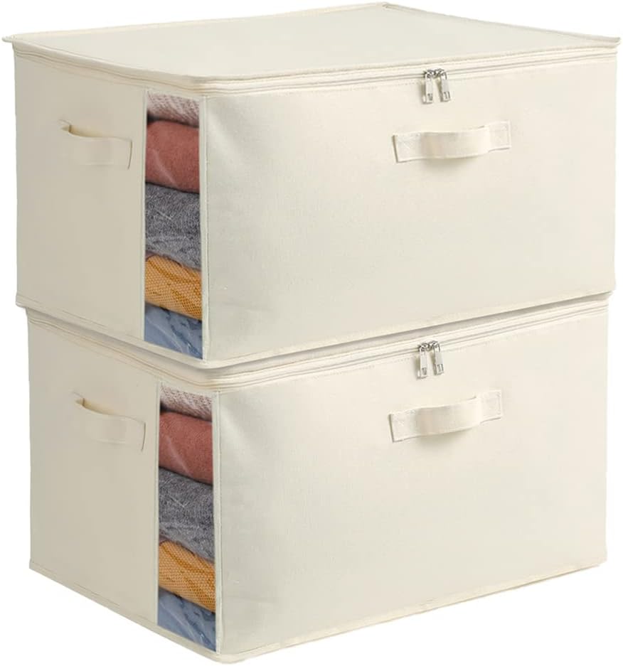 Skorter | Canvas Clothes Storage Organiser Set – Dual Zipper Bag with Handles & Window