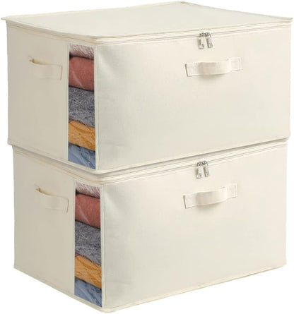 Skorter | Canvas Clothes Storage Organiser Set – Dual Zipper Bag with Handles & Window