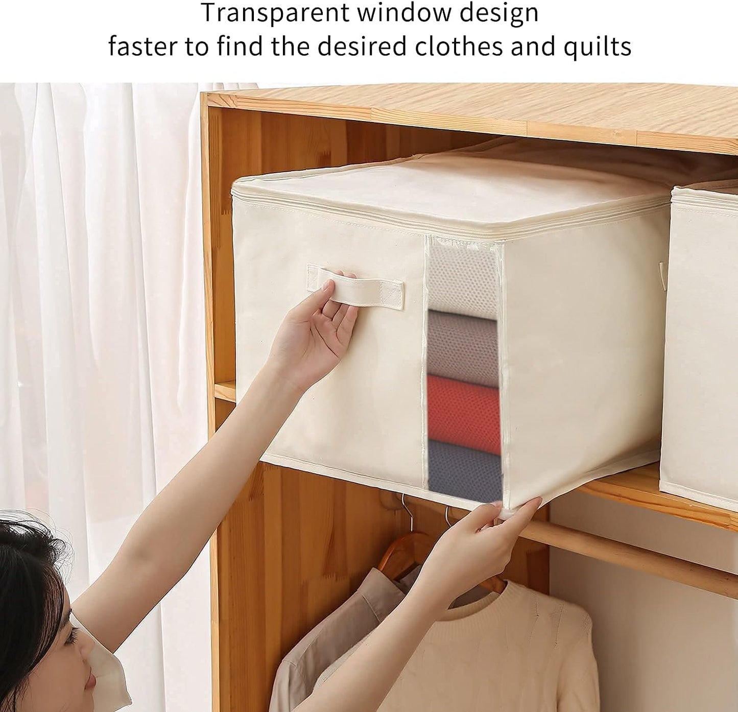 Skorter | Canvas Clothes Storage Organiser Set – Dual Zipper Bag with Handles & Window