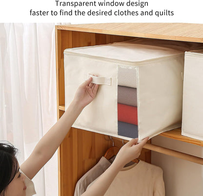 Skorter | Canvas Clothes Storage Organiser Set – Dual Zipper Bag with Handles & Window