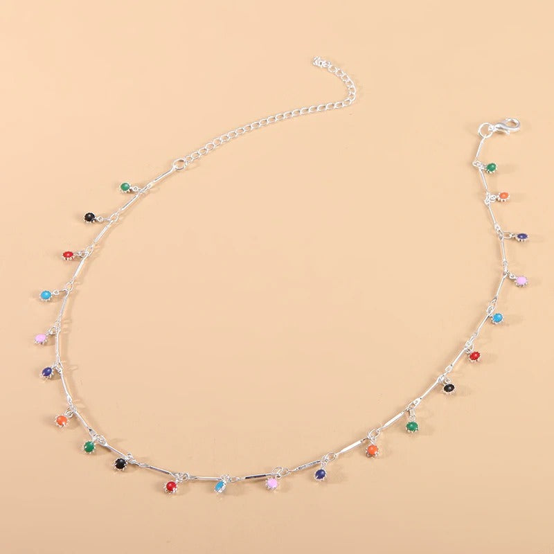 Skorter | Colorful Fashion Rhinestone Tassel Pendant Choker Necklace