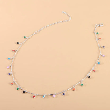 Skorter | Colorful Fashion Rhinestone Tassel Pendant Choker Necklace