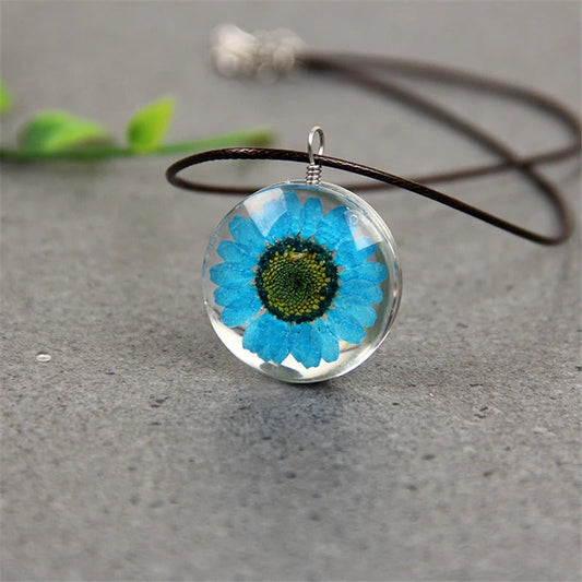 Skorter | Cute Dried Daisy Flower Pendant Necklace For Women