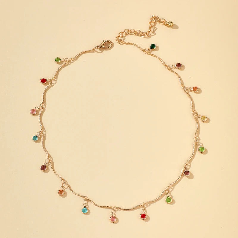 Skorter | Colorful Fashion Rhinestone Tassel Pendant Choker Necklace