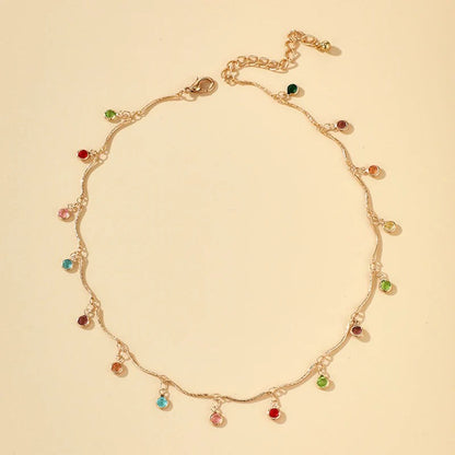 Skorter | Colorful Fashion Rhinestone Tassel Pendant Choker Necklace