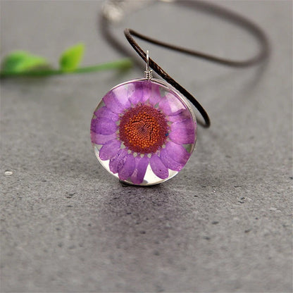 Skorter | Cute Dried Daisy Flower Pendant Necklace For Women