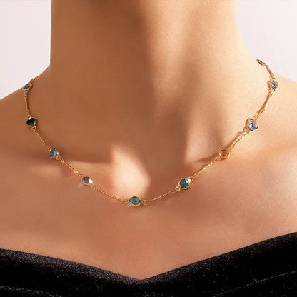 Skorter | Colorful Fashion Rhinestone Tassel Pendant Choker Necklace
