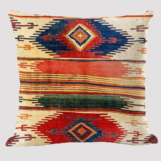 Skorter | BohoLoom Multicolored Linen Pillowcase | Boho-Chic Design | Decor for Living Room & Bedroom