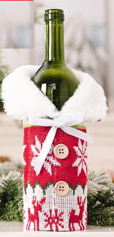 Skorter | Velvet Christmas Wine Bottle Covers – Stylish Dress Set for Festive Table Décor & Perfect Holiday Gifts
