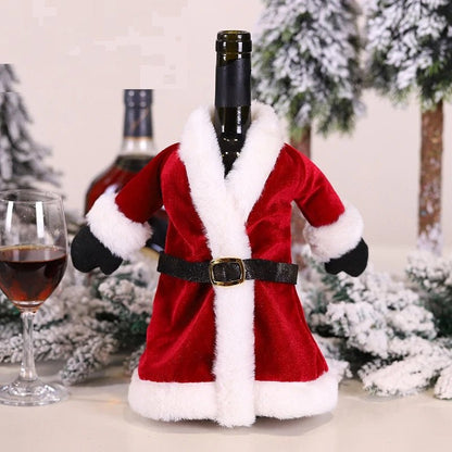 Skorter | Velvet Christmas Wine Bottle Covers – Stylish Dress Set for Festive Table Décor & Perfect Holiday Gifts