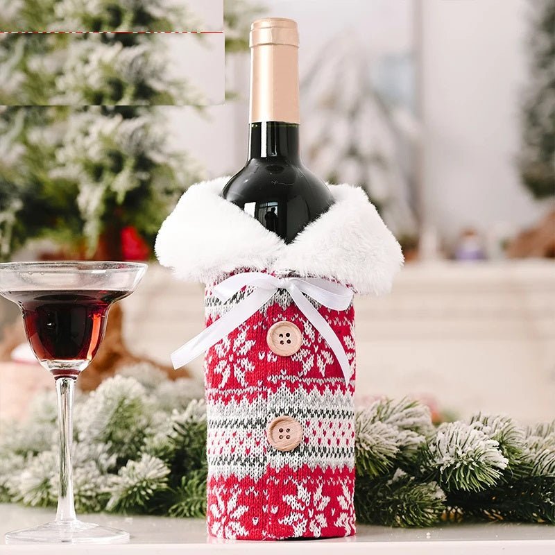 Skorter | Velvet Christmas Wine Bottle Covers – Stylish Dress Set for Festive Table Décor & Perfect Holiday Gifts