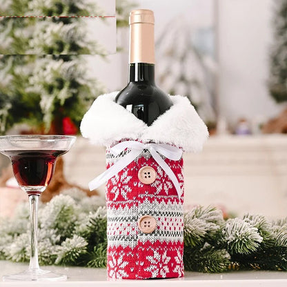 Skorter | Velvet Christmas Wine Bottle Covers – Stylish Dress Set for Festive Table Décor & Perfect Holiday Gifts