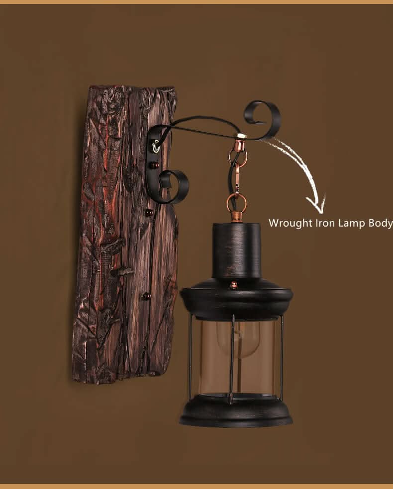 Skorter | Veritas Wall Lamp – Glass Cylinder with Wooden Base & Modern LED Design