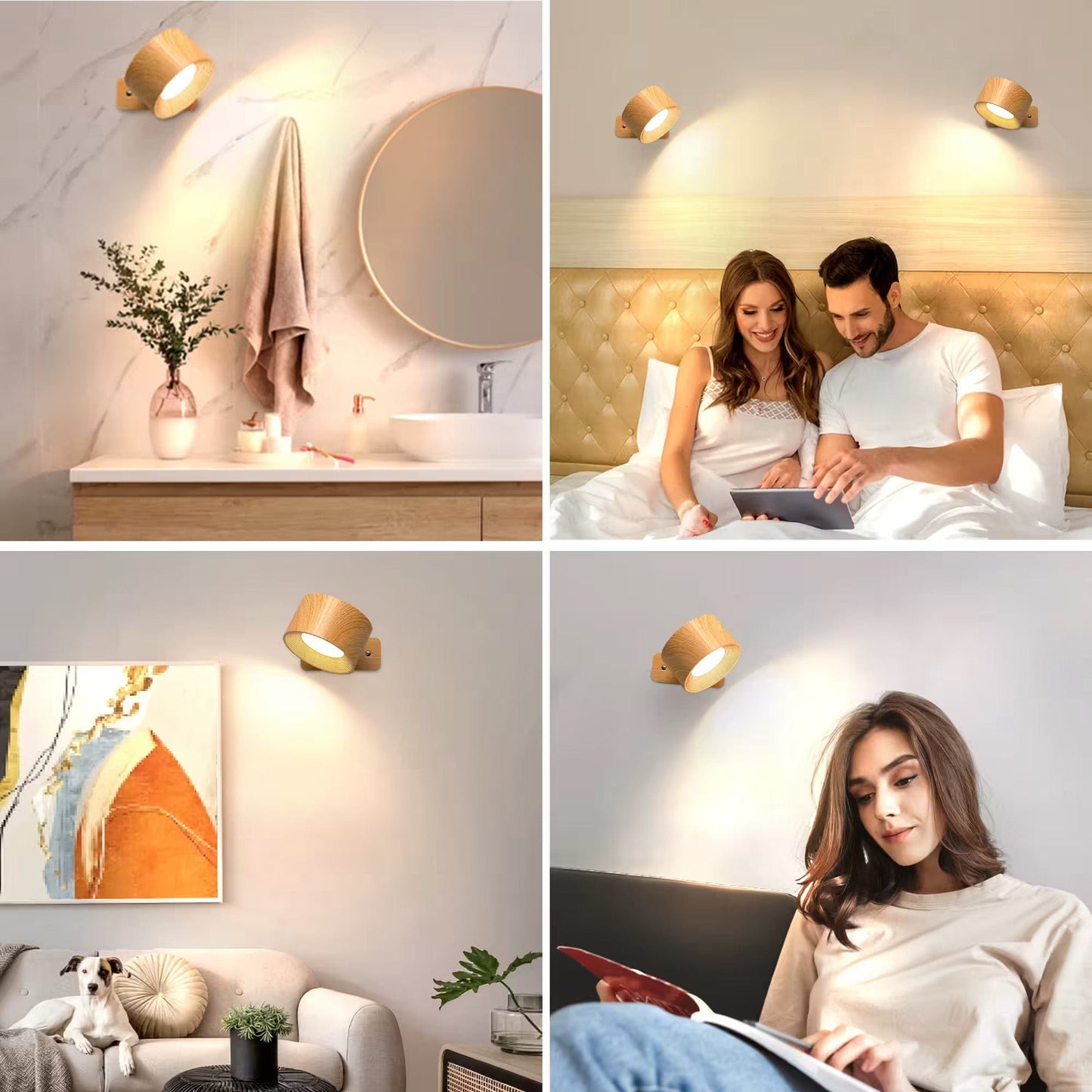 Skorter | Battery Operated Wall Light | Rechargeable, 360° Adjustable & Wireless for Bedrooms, Hallways & Reading Corners