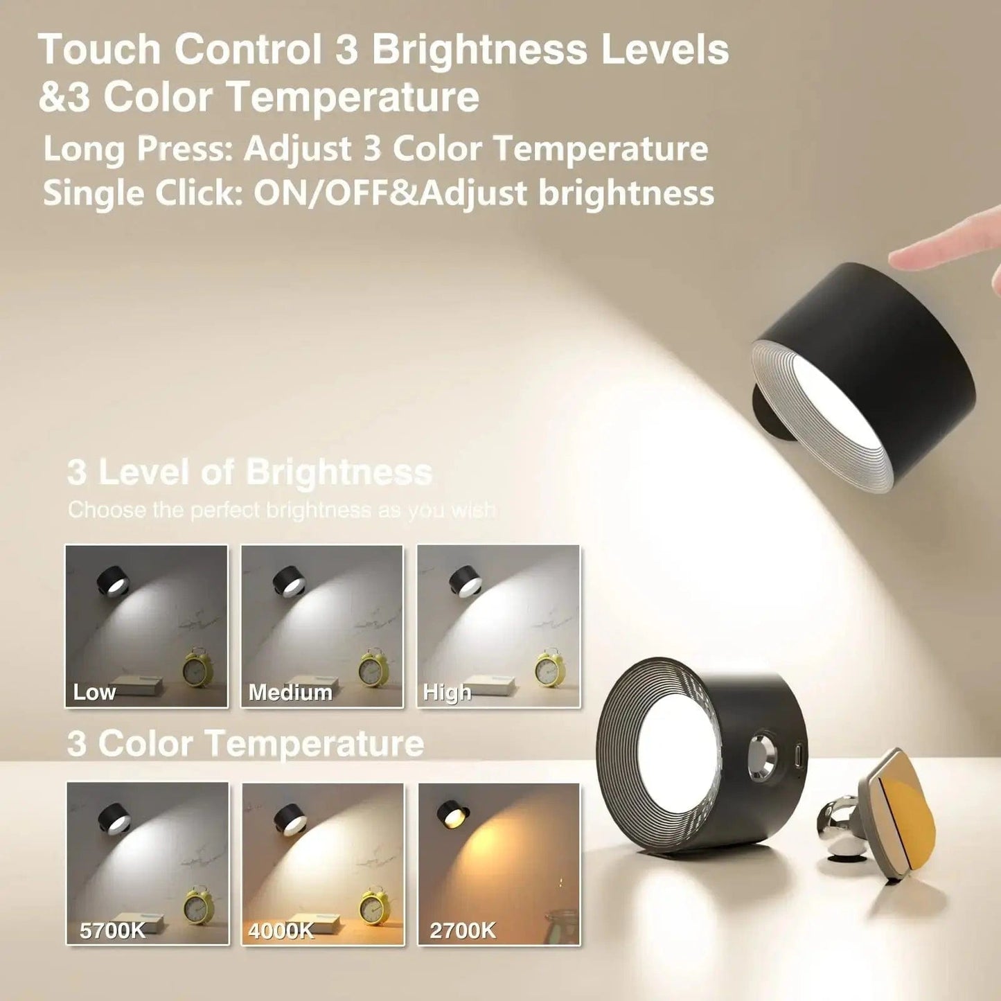 Skorter | Battery Operated Wall Light | Rechargeable, 360° Adjustable & Wireless for Modern Interiors
