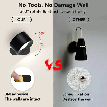 Skorter | Battery Operated Wall Light | Rechargeable, 360° Adjustable & Wireless for Bedrooms, Hallways & Reading Corners